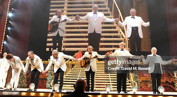 Michael Palin, Terry Gilliam, Eric Idle, John Cleese and Terry Jones attends the opening night of "Monty Python Live " at The O2 Arena on July 1,...