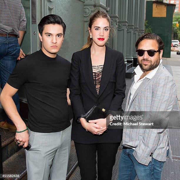 Kevin Michael Barba, model Julia Loomis and designer Alvin Valley attend the Summer Cocktail Reception at Christian Dior Homme Boutique Soho on June...