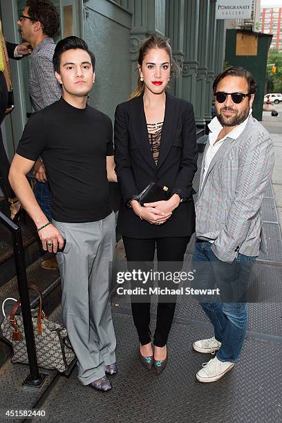 Kevin Michael Barba, model Julia Loomis and designer Alvin Valley attend the Summer Cocktail Reception at Christian Dior Homme Boutique Soho on June...