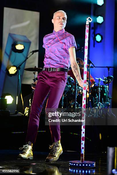 Tyler Glenn of Neon Trees performs during the iHeartRadio Ultimate Pool Party Presented By VISIT FLORIDA At Fontainebleau's BleauLive at...