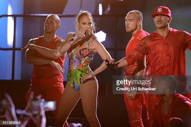 Jennifer Lopez performs during the iHeartRadio Ultimate Pool Party Presented By VISIT FLORIDA At Fontainebleau's BleauLive at Fontainebleau Miami...