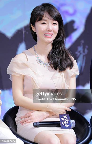 Lee Jung-Hyun attends the movie 'Roaring Currents' press conference at Apgujeong CGV on June 26, 2014 in Seoul, South Korea.