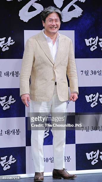 Choi Min-Sik attends the movie 'Roaring Currents' press conference at Apgujeong CGV on June 26, 2014 in Seoul, South Korea.