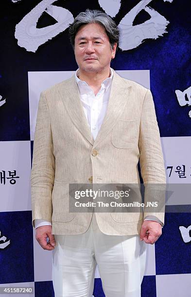 Choi Min-Sik attends the movie 'Roaring Currents' press conference at Apgujeong CGV on June 26, 2014 in Seoul, South Korea.