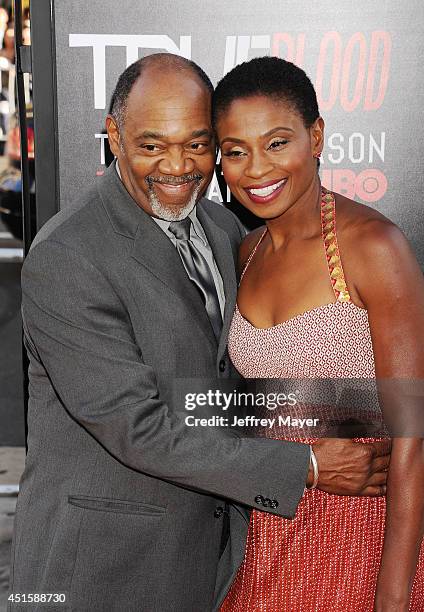 Actors Gregg Daniel and Adina Porter arrive at HBO's 'True Blood' final season premiere at TCL Chinese Theatre on June 17, 2014 in Hollywood,...