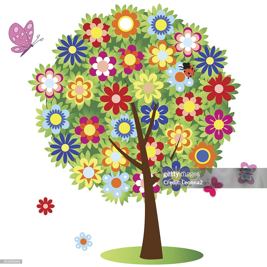 Flowering Tree Illustration Vector High-Res Vector Graphic - Getty Images
