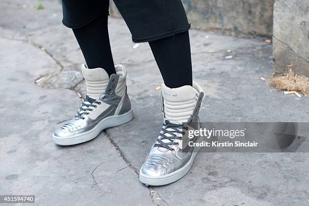 Fashion buyer Bilal Aliouat wearing Alexander McQueen trainers on day 2 of Paris Collections: Men on June 26, 2014 in Paris, France.