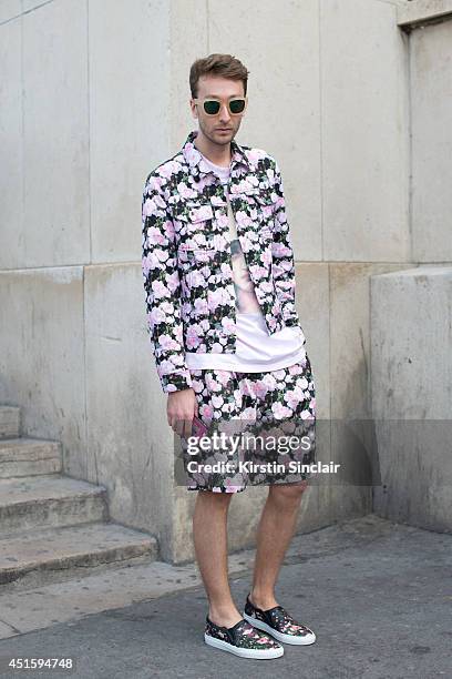 Fashion buyer Ramaz Tyaev wearing all Givenchy with Acne sunglasses on day 2 of Paris Collections: Men on June 26, 2014 in Paris, France.