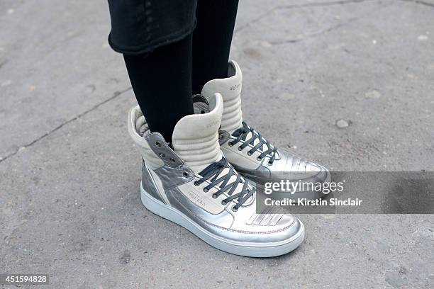 Fashion buyer Bilal Aliouat wearing Alexander McQueen trainers on day 2 of Paris Collections: Men on June 26, 2014 in Paris, France.