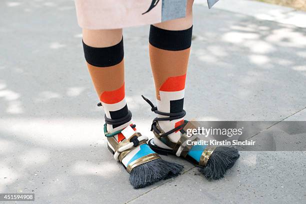 Fashion Editor Sherry Shen wearing Simona Vents shoes on day 2 of Paris Collections: Men on June 26, 2014 in Paris, France.