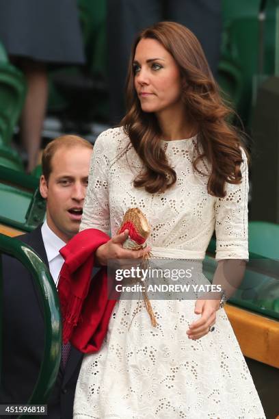 Britain's Catherine, the Duchess of Cambridge, arrives at Centre Court on day nine of the 2014 Wimbledon Championships at The All England Tennis Club...