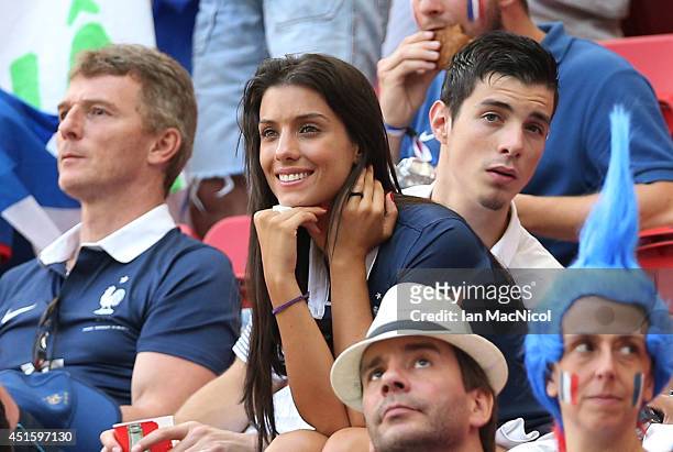 Ludivine, the wife of France's Bacary Sagna, during the 2014 FIFA World Cup Brazil Round of 16 match between France and Nigeria at the Estadio...