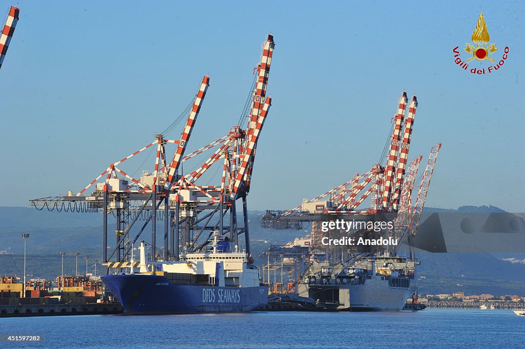 The Danish cargo ship Ark Futura at Gioia Tauro port