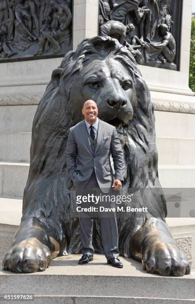 Dwayne "The Rock" Johnson attends a photocall for "Hercules" at Nelson's Column in Trafalgar Square on July 2, 2014 in London, England.