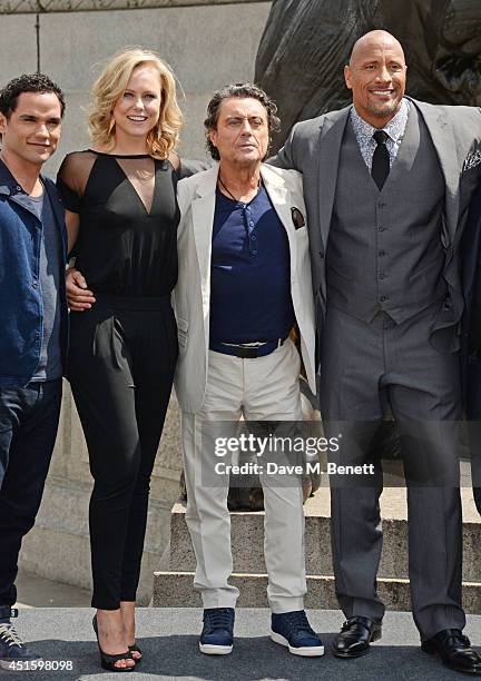 Reece Ritchie, Ingrid Bolso Berdal, Ian McShane and Dwayne "The Rock" Johnson attend a photocall for "Hercules" at Nelson's Column in Trafalgar...