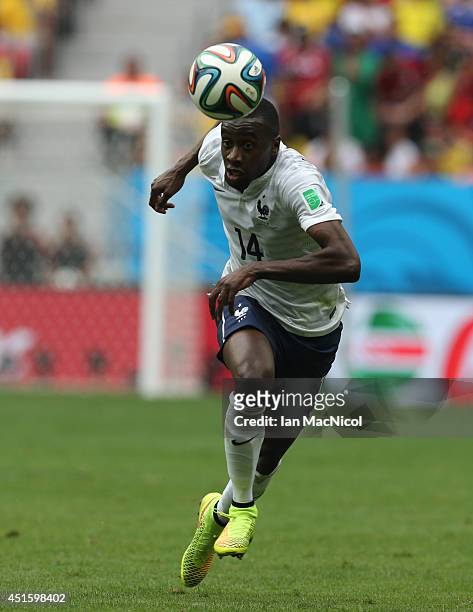 Blaise Matuidi of France runs with the ball during the 2014 FIFA World Cup Brazil Round of 16 match between France and Nigeria at the Estadio...
