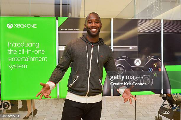 Pierre Garcon attends the Xbox One Gaming Tournament at the Microsoft store at Tyson's Corner on November 23, 2013 in Tysons Corner, Virginia.