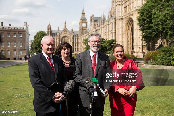 Martin McGuinness , the Deputy First Minister of Northern Ireland, Michelle Gildernew , a Sinn Fein MP, Gerry Adams , the President of Sinn Fein, and...