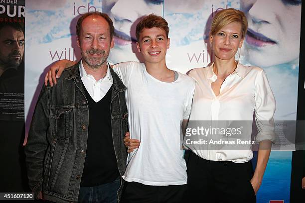 Ulrich Noethen, Matti Schmidt Schaller and Ina Weisse attend the 'Ich will Dich' premiere as part of Filmfest Muenchen 2014 at Rio Filmpalast on July...