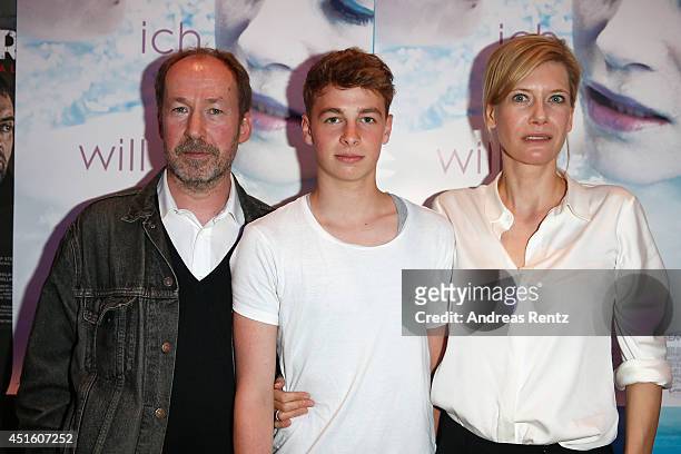 Ulrich Noethen, Matti Schmidt Schaller and Ina Weisse attend the 'Ich will Dich' premiere as part of Filmfest Muenchen 2014 at Rio Filmpalast on July...