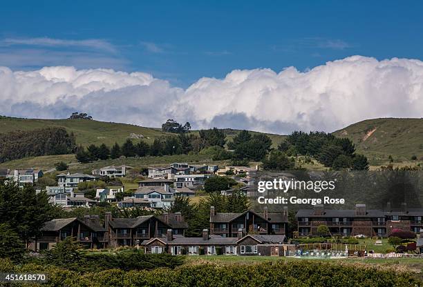 The Bodega Bay Lodge and surrounding homes, perched above Sonoma County's Doran Regional Park beach, is viewed on April 23 in Bodega Bay, California....