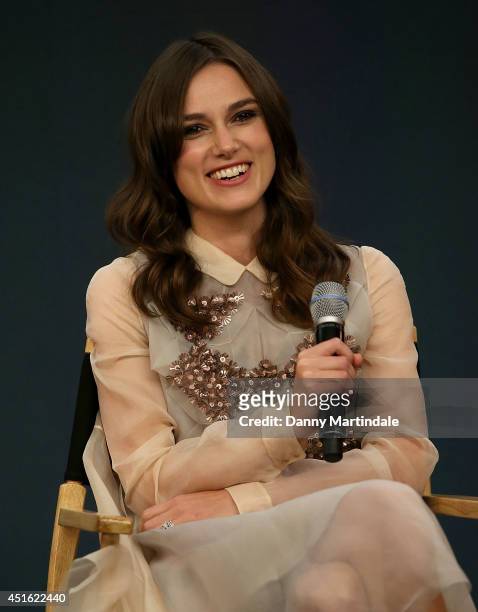 Keira Knightley attends a Meet The Cast event for "Begin Again" at Apple Store, Regent Street on July 2, 2014 in London, England.