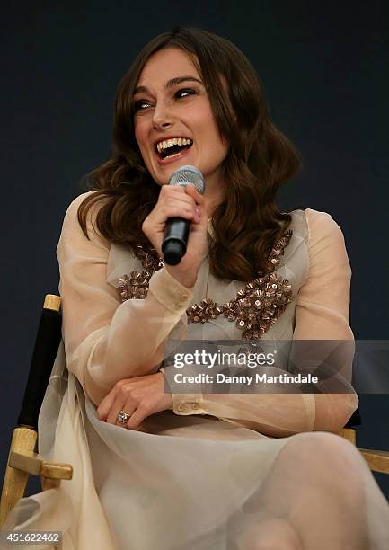 Keira Knightley attends a Meet The Cast event for "Begin Again" at Apple Store, Regent Street on July 2, 2014 in London, England.