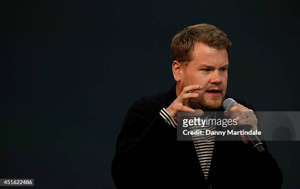 James Corden attends a Meet The Cast event for "Begin Again" at Apple Store, Regent Street on July 2, 2014 in London, England.