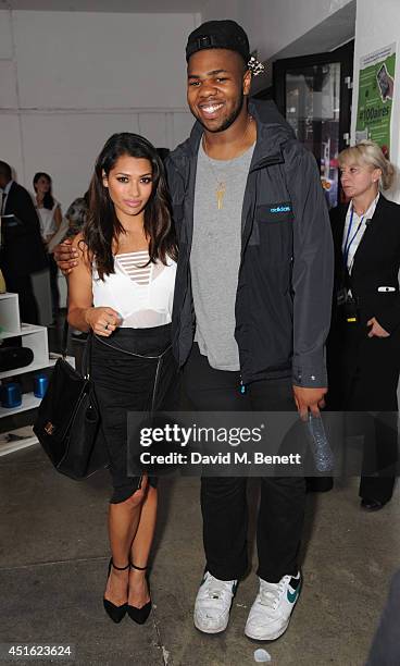Vanessa White and MNEK attend the Nokia Lumia 630 Pop-up store, at The Old Truman Brewery on July 2, 2014 in London, England.