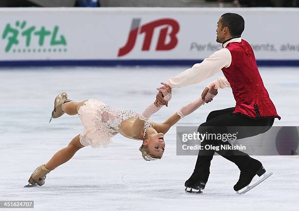 Aliona Savchenko and Robin Szolkowy of Germany skate in the Pairs Free Skating during ISU Rostelecom Cup of Figure Skating 2013 on November 23, 2013...