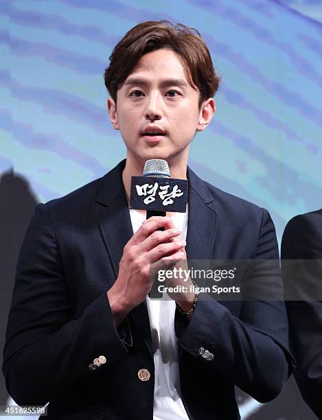 Kwon Yul attends the movie 'Roaring Currents' press conference at Apgujeong CGV on June 26, 2014 in Seoul, South Korea.