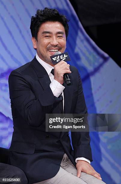 Ryu Seung-Ryong attends the movie 'Roaring Currents' press conference at Apgujeong CGV on June 26, 2014 in Seoul, South Korea.