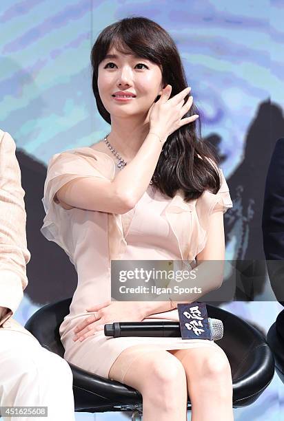 Lee Jung-Hyun attends the movie 'Roaring Currents' press conference at Apgujeong CGV on June 26, 2014 in Seoul, South Korea.