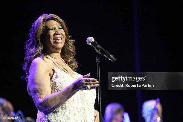 Aretha Franklin performs during the 2014 Festival International de Jazz de Montreal on July 2, 2014 in Montreal, Canada.