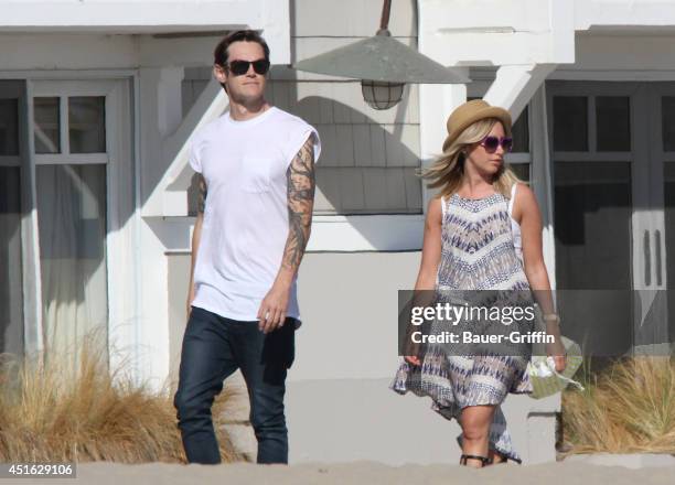 Christopher French and Ashley Tisdale are seen in Santa Monica on July 02, 2014 in Los Angeles, California.