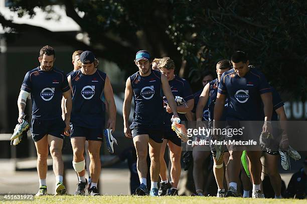 Players arrive for a Waratahs Super Rugby training session at Kippax Lake on July 3, 2014 in Sydney, Australia.