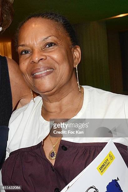 Christiane Taubira attends the '20th Amnesty International France' : Gala At Theatre Des champs Elysees on July 2, 2014 in Paris, France.
