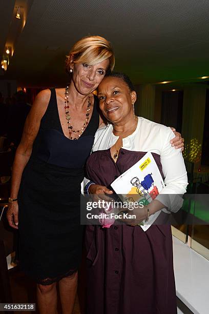 Genevieve Garrigos and Christiane Taubira attend the '20th Amnesty International France' : Gala At Theatre Des champs Elysees on July 2, 2014 in...