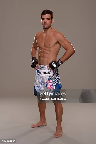 Lyoto Machida poses for a portrait during a UFC photo session at the Mandalay Bay Convention Center on July 2, 2014 in Las Vegas, Nevada.