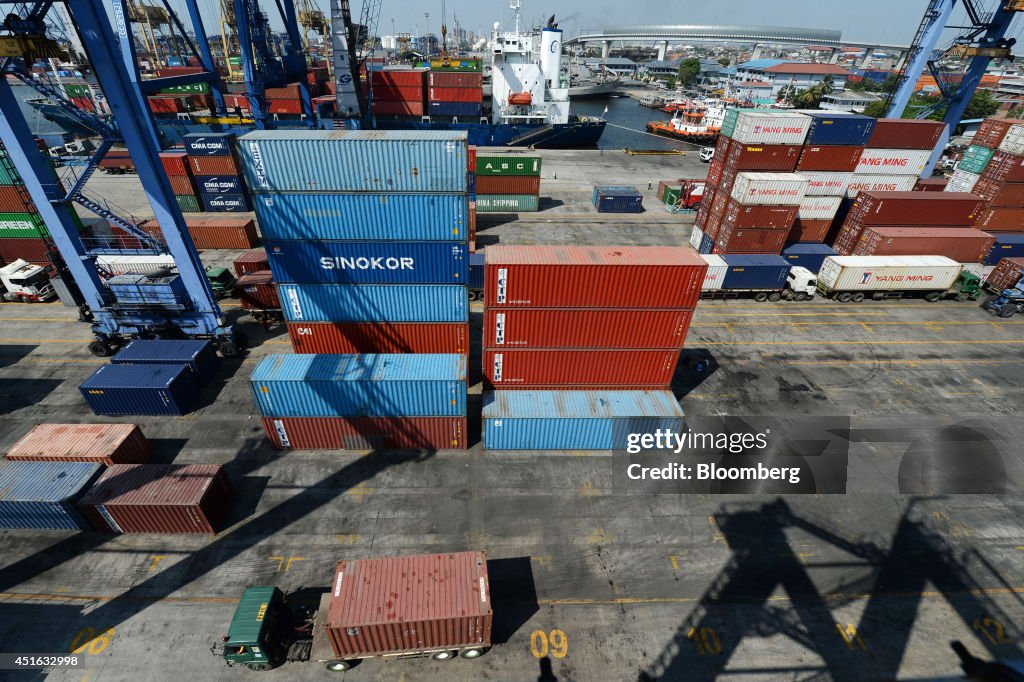 Container Tanjung Shipping containers sit stacked at the Tanjung Priok port, operated ...