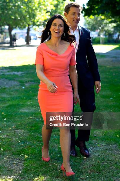 Susanna Reid and Ben Shephard sighted filming on the Southbank on July 3, 2014 in London, England.