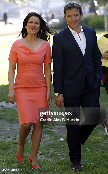 Susanna Reid and Ben Shepard seen on the Southbank during filming 'Good Morning Britain' at the ITV Studios on July 3 2014 in London, England.)