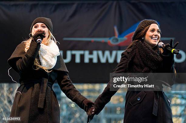 Megan and Liz perform at the 2013 Magnificent Mile Lights Festival on November 23, 2013 in Chicago, Illinois.