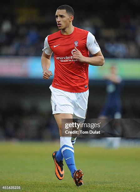 Lewis Montrose of York City in action during the Sky Bet League Two match between Southend United and York City at Roots Hall on November 23, 2013 in...