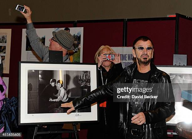 Recording artist Ringo Starr appears at a photo exhibition of his photography work at the Palms Casino Resort on November 23, 2013 in Las Vegas,...