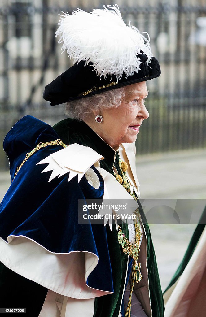 The Queen Attends The Thistle Service At St Giles Cathedral