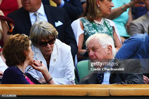 Former Chairman of the BBC and Governor of Hong Kong Chris Patten attends day ten of the Wimbledon Lawn Tennis Championships at the All England Lawn...