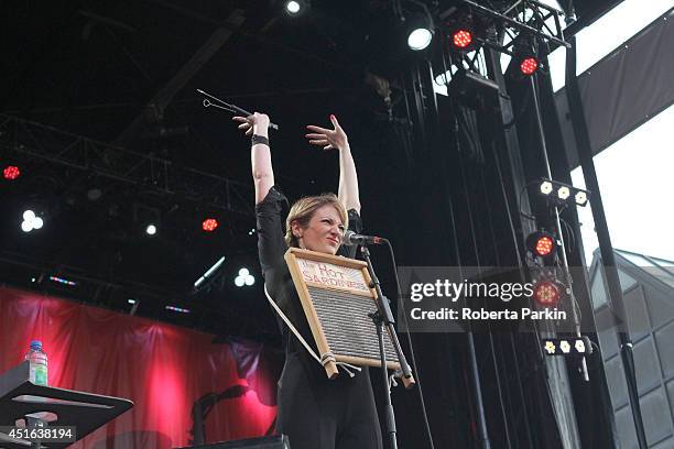 Miz Elizabeth Bougerol of the Hot Sardines performs during the 2014 Festival International de Jazz de Montreal on July 2, 2014 in Montreal, Canada.