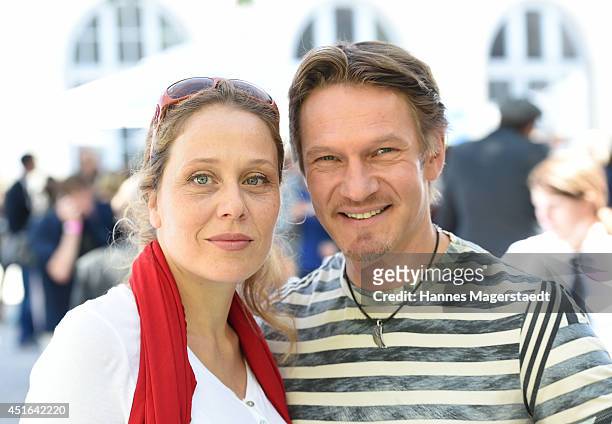 Actor Thure Riefenstein and Patricia Lueger attends the FFF Reception at Praterinsel on July 3, 2014 in Munich, Germany.