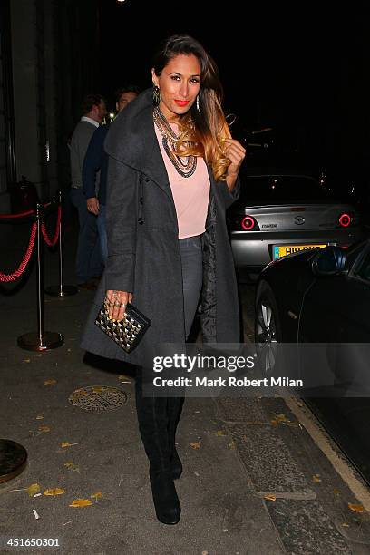 Preeya Kalidas attend Conor Maynard and Kelly Brook's birthday celebrations at Steam and Rye on November 23, 2013 in London, England.